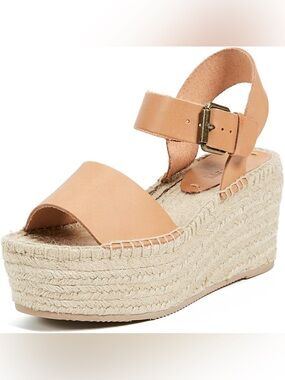 NWOT Soludos Tan Leather Minorca Platform Espadrille Sandals
